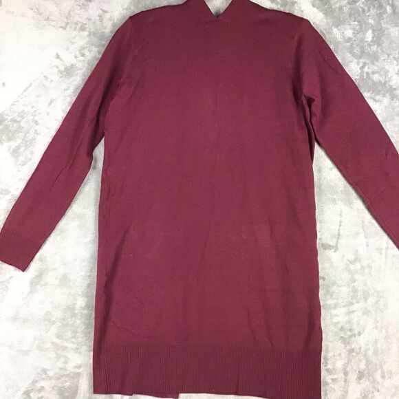Sweet Romeo Women’s XS Open Front Long Cardigan Maroon Pocketed Lightweight NWOT - Picture 2 of 10